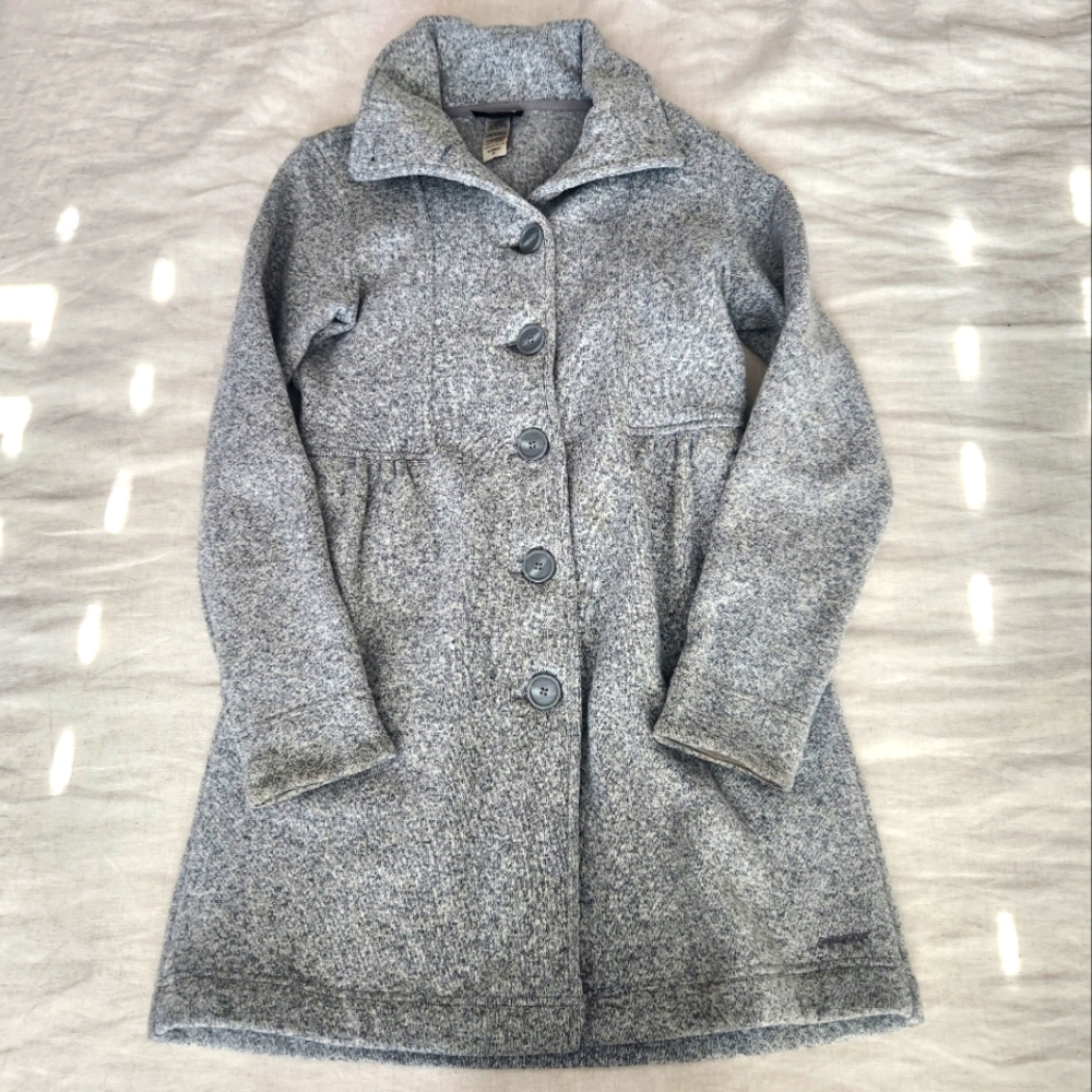 NWOT Patagonia Better Sweater Knit Fleece Heather Grey Coat with Tailored Waist